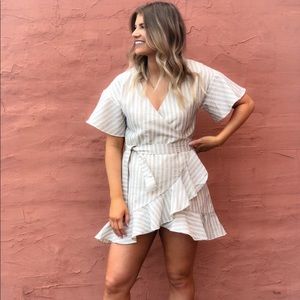 J.O.A Cream Wrap Dress
